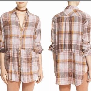 Free People - small, oversized plaid flannel,‎ Easy Street